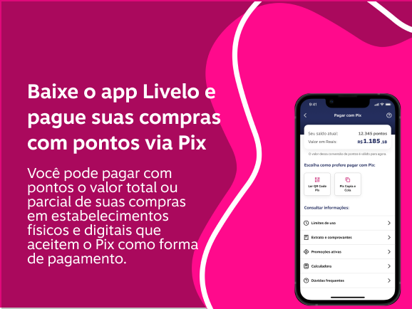 Pontos Livelo virando dinheiro via Pix